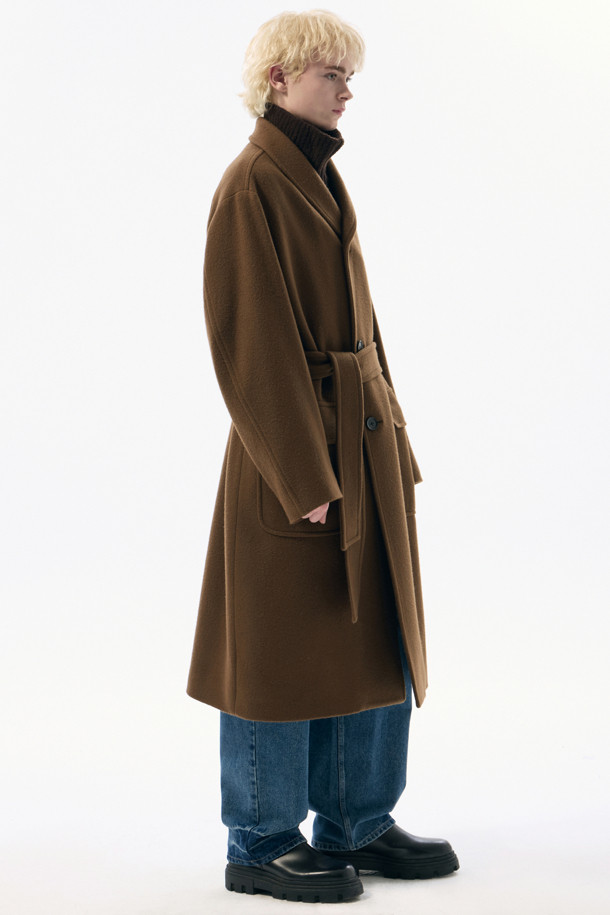 CUSTOMELLOW - 코트 - Brown Wool Shawl Collar Coat