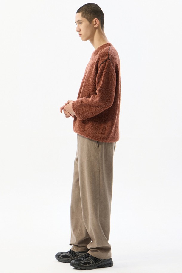 CUSTOMELLOW - 캐주얼팬츠 - Beige Relaxed Fit Wool Setup Pants