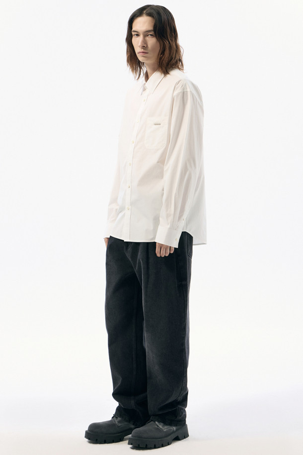 CUSTOMELLOW - 긴팔셔츠 - White Regular Fit Solid Shirt