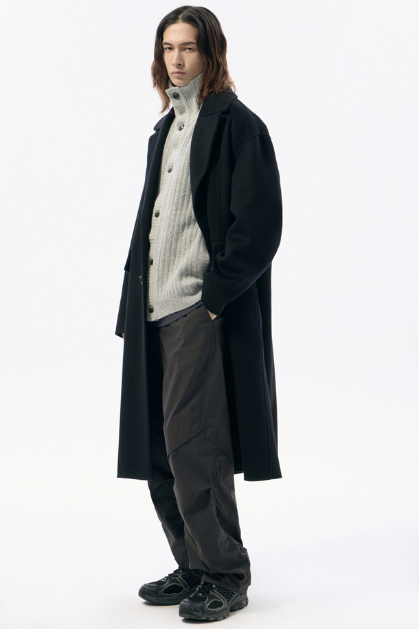 CUSTOMELLOW - 코트 - Black Oversized Fit Wool Chesterfield Coat 