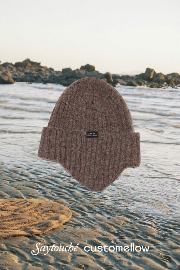 CUSTOMELLOW - 모자 - [SAY TOUCHÉ] Brown Wool Blended Beanie