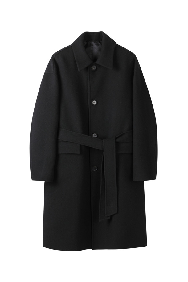 CUSTOMELLOW - 코트 - [Online Only] Black Cashmere Blended Mac Coat