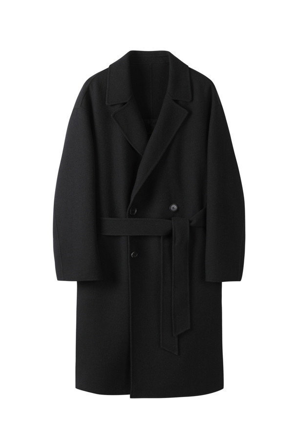 CUSTOMELLOW - 코트 - [Online Only] Black Cashmere Blended Double Coat