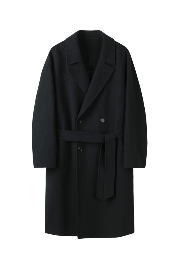 CUSTOMELLOW - 코트 - [Online Only] Dark Green Cashmere Blended Double Coat 