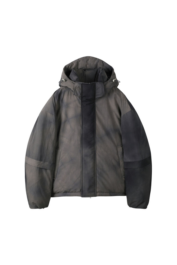 CUSTOMELLOW - 다운/패딩 - [Online Only] Dark Grey Dyed Down Puffer Jacket