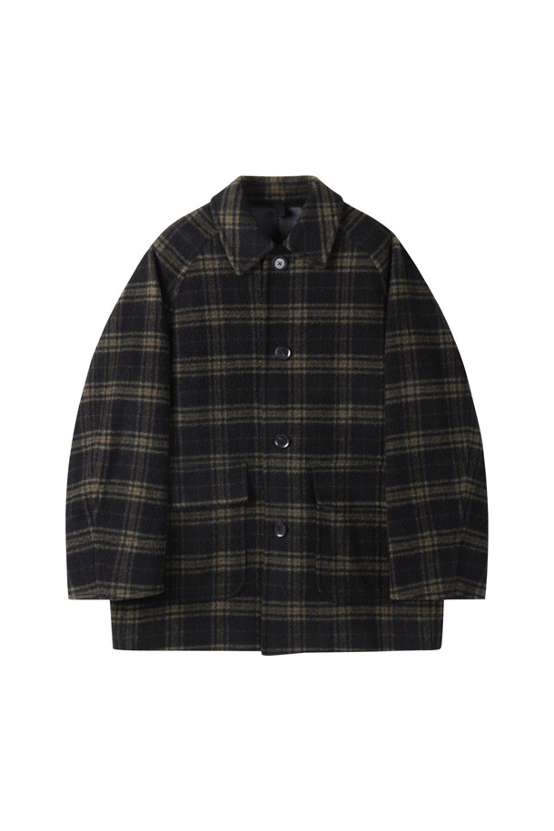 CUSTOMELLOW - 코트 - Brown Casentino Wool Check Short Coat