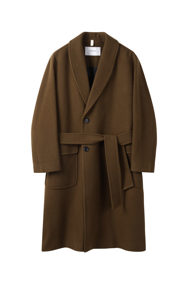 CUSTOMELLOW - 코트 - Brown Wool Shawl Collar Coat