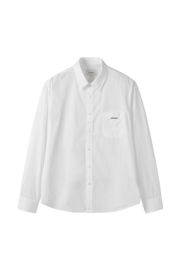 CUSTOMELLOW - 긴팔셔츠 - White Regular Fit Solid Shirt