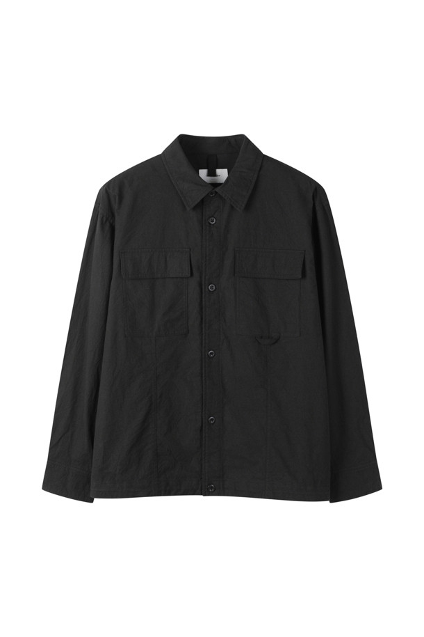 CUSTOMELLOW - 긴팔셔츠 - Black Creased Cotton Outer Shirt