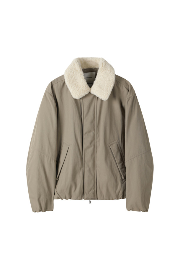 CUSTOMELLOW - 블루종/점퍼 - Beige Fur Collar Down Blouson