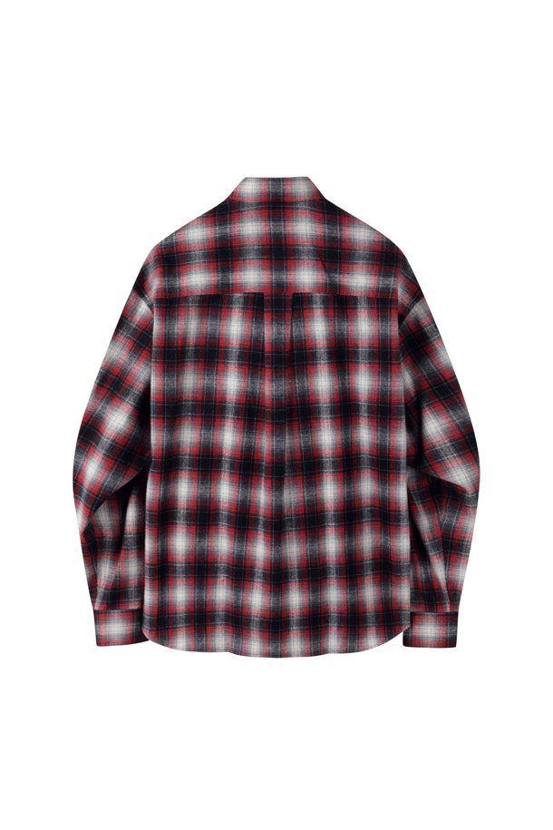 CUSTOMELLOW - 긴팔셔츠 - Red Oversized Fit Ombre Check Shirt