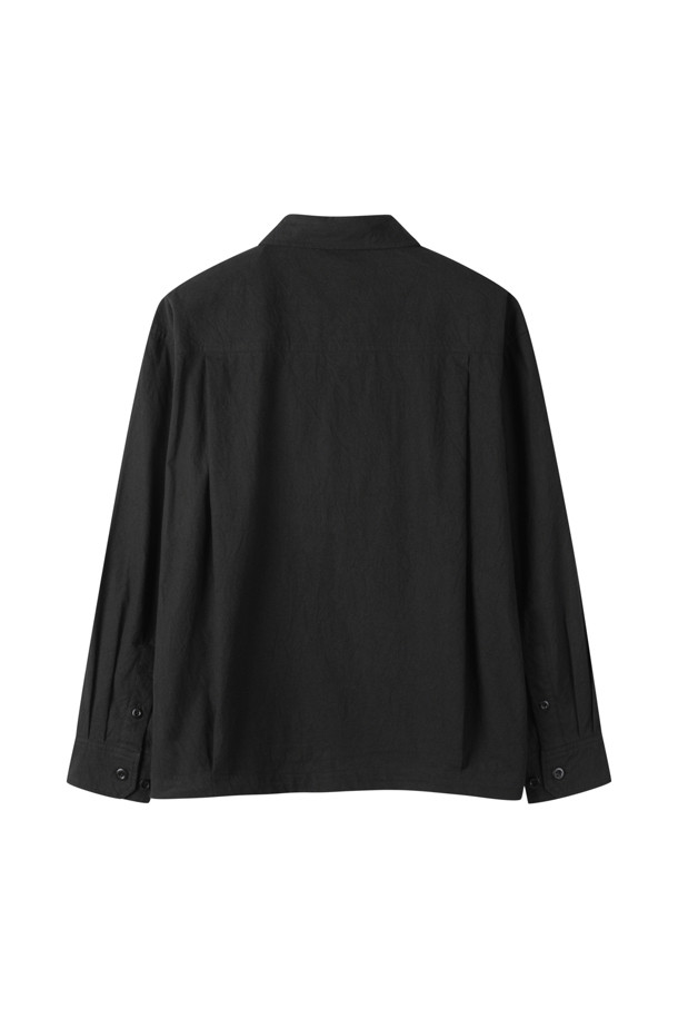 CUSTOMELLOW - 긴팔셔츠 - Black Creased Cotton Outer Shirt