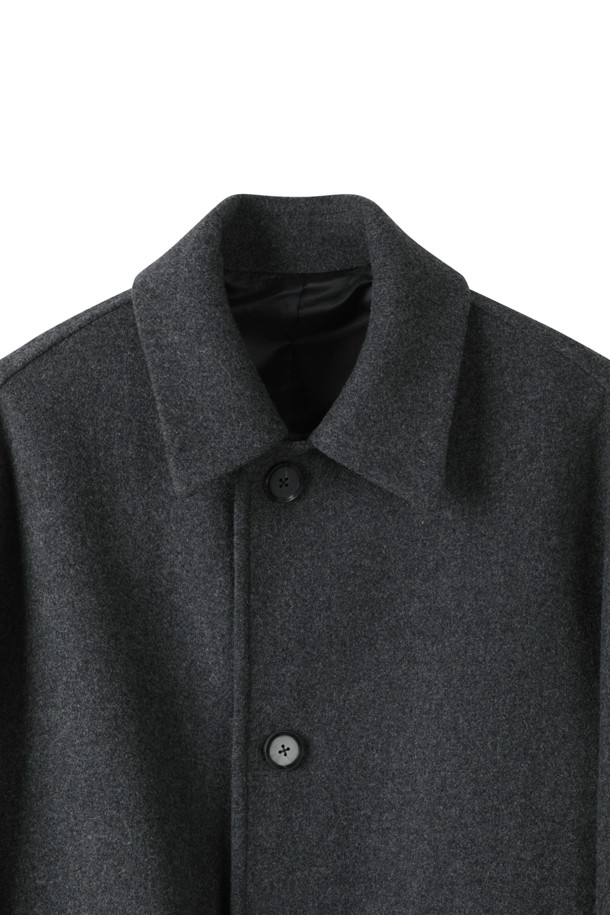 CUSTOMELLOW - 코트 - [Online Only] Grey Cashmere Blended Mac Coat 