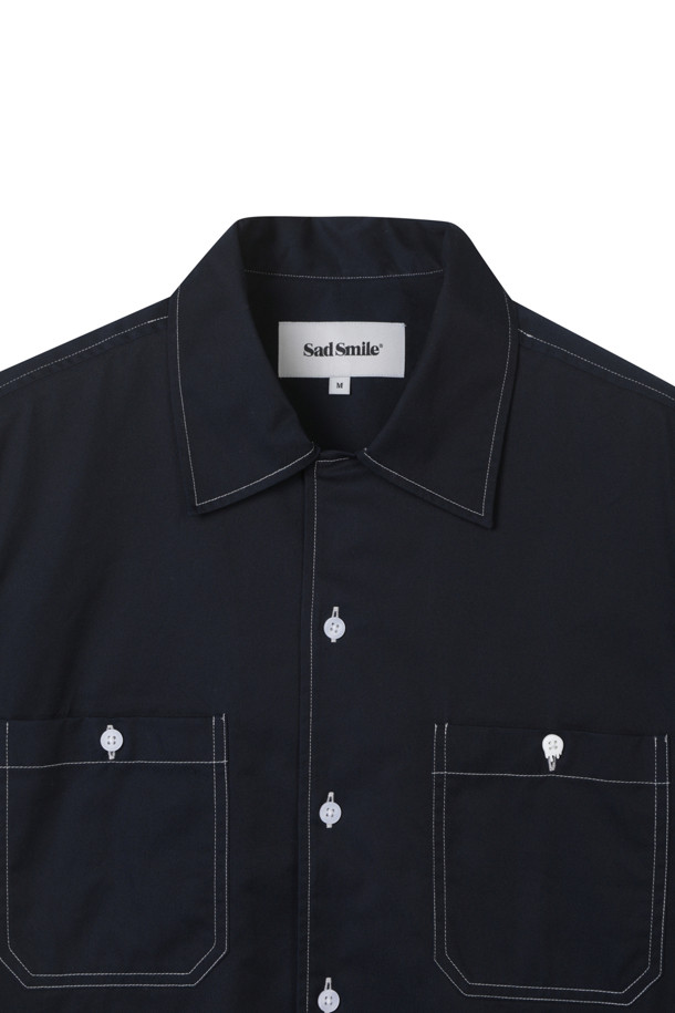 SAD SMILE by CUSTOMELLOW - 셔츠 - sadsmile stitch open collar shirt