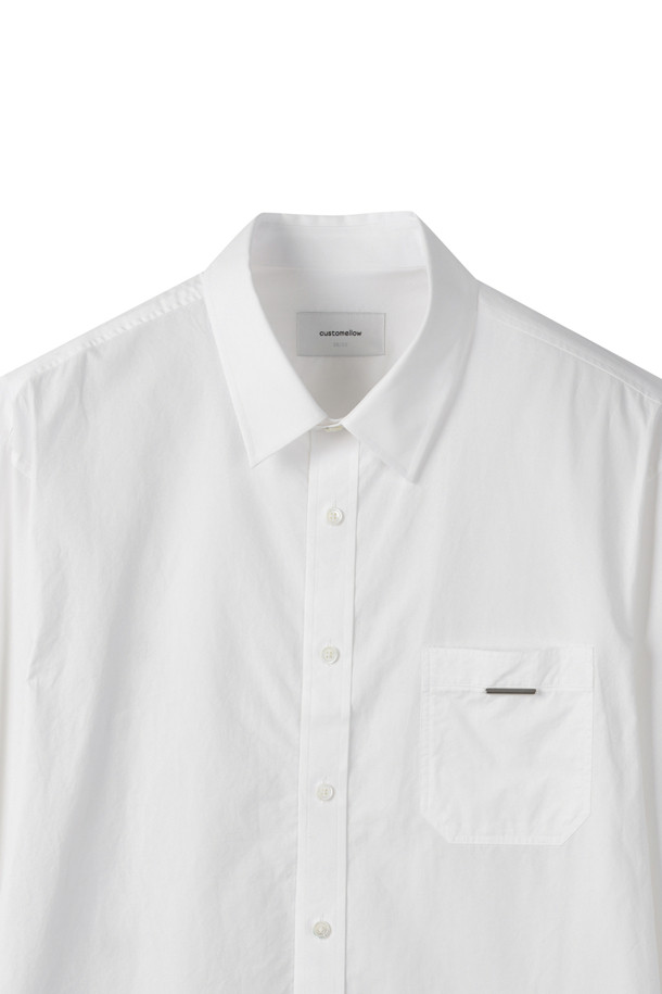 CUSTOMELLOW - 긴팔셔츠 - White Regular Fit Solid Shirt