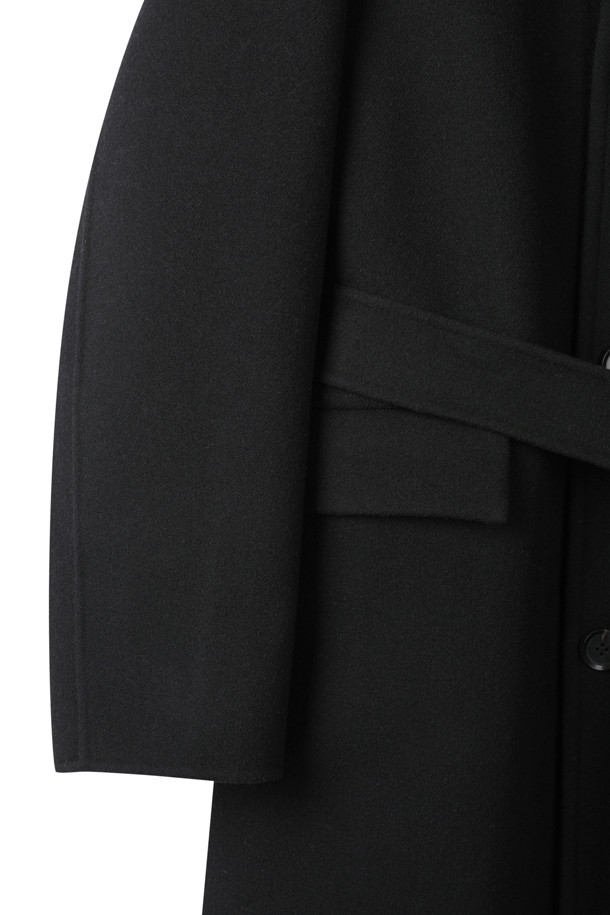 CUSTOMELLOW - 코트 - [Online Only] Black Cashmere Blended Mac Coat