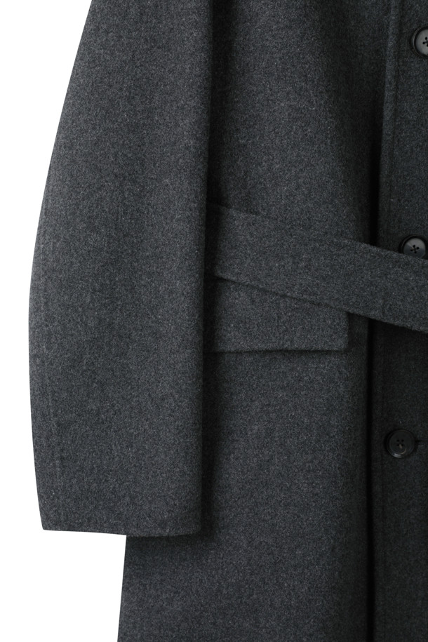 CUSTOMELLOW - 코트 - [Online Only] Grey Cashmere Blended Mac Coat 