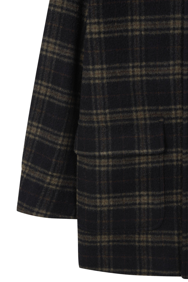 CUSTOMELLOW - 코트 - Brown Casentino Wool Check Short Coat