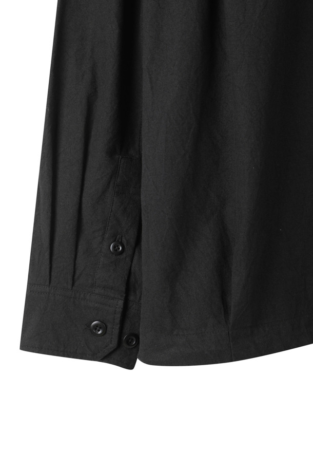 CUSTOMELLOW - 긴팔셔츠 - Black Creased Cotton Outer Shirt