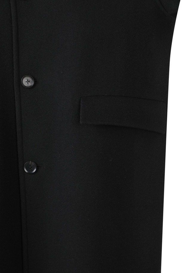 CUSTOMELLOW - 코트 - [Online Only] Black Cashmere Blended Mac Coat