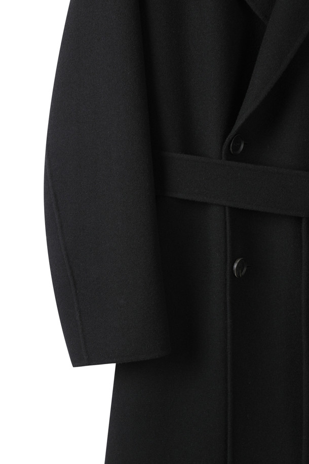 CUSTOMELLOW - 코트 - [Online Only] Black Cashmere Blended Double Coat