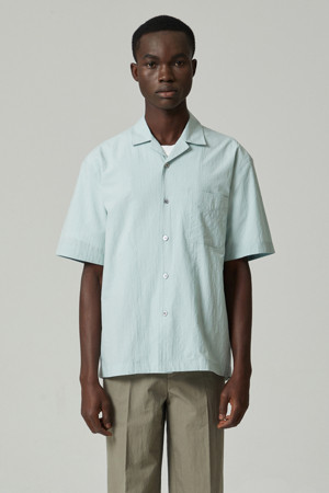 regular crinkled fabric half shirt