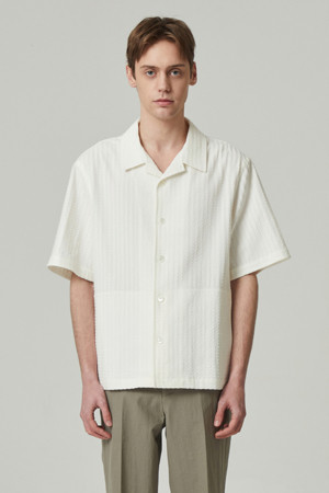 oversized stripe jacquard half shirt