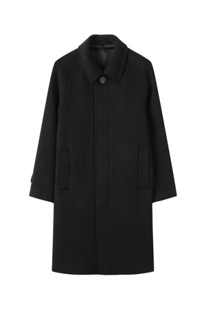 [Outlet] Black Wool Balmacaan Coat