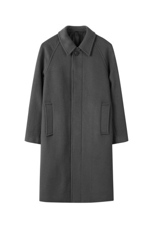 [Outlet] Grey Wool Balmacaan Coat