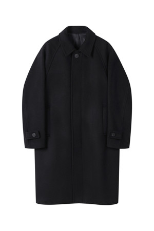 [Outlet] Black Cashmere Blended Balmacaan Coat