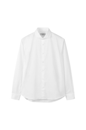 [Outlet] White Horizontal Collar Dress shirt