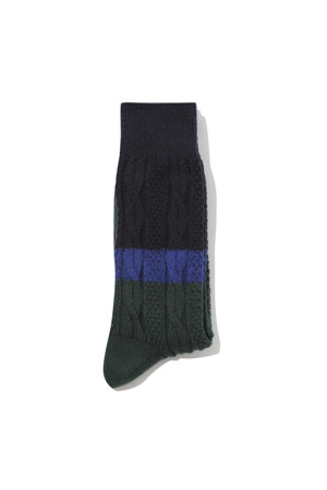 color block cable socks