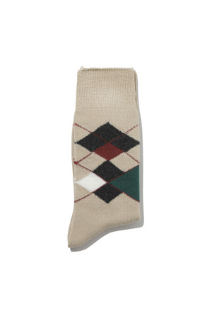 Ivory Wool Argyle Socks