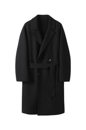 [Online Only] Black Cashmere Blended Double Coat