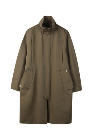 Beige Band Collar Trench Coat