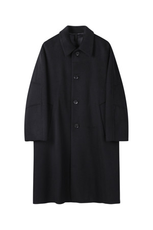 Black Wool Balmacaan Coat