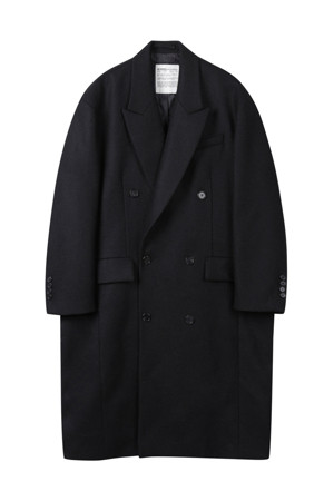 [HED MAYNER]  Black Wool Chesterfield Coat