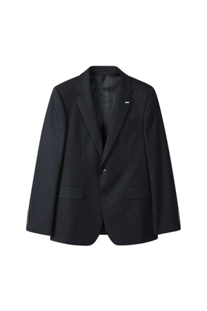Navy Cashmere Blended Flannel Suit Jacket