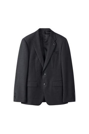 Grey Cashmere Blended Flannel Suit Jacket