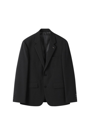 Black Slim Fit Wool Setup Jacket