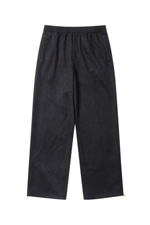 Black Poly Suede Track Pants