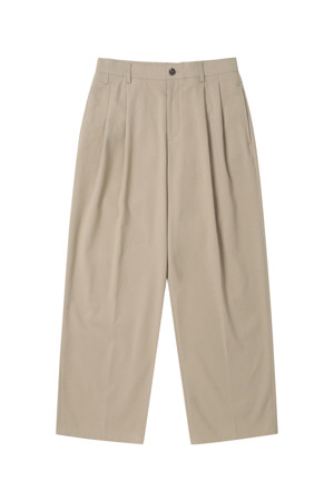 Beige Wide Fit Belted Pants