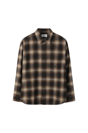 Brown Oversized Fit Fortuny Wool Check Shirt