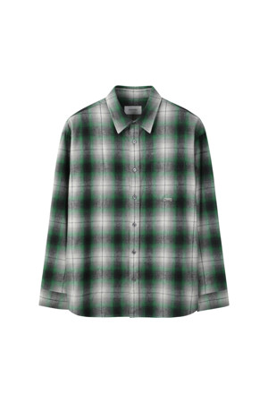 Green Oversized Fit Ombre Check Shirt