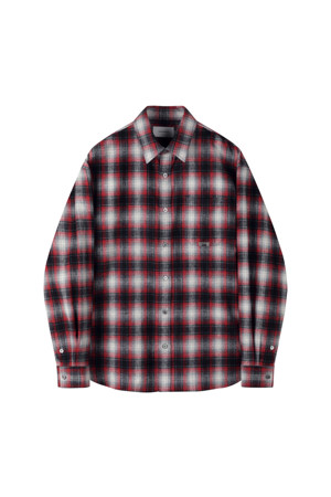 Red Oversized Fit Ombre Check Shirt