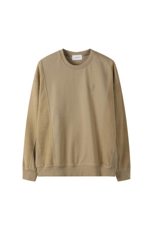 Beige Fabric Reversed Sweatshirt