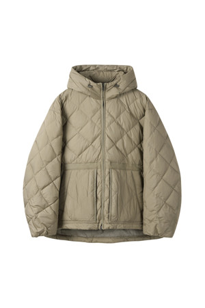 Beige Quilted Hood Jacket