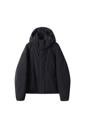 Black Oversized Fit Hood Down Bomber 