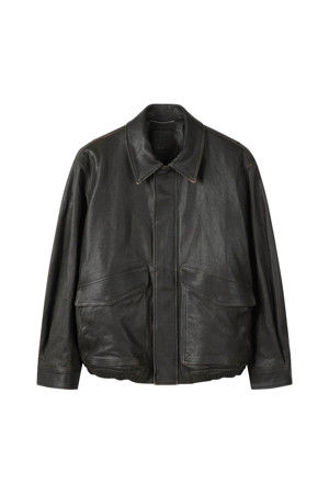 Brown Leather Scratch Effect Jacket