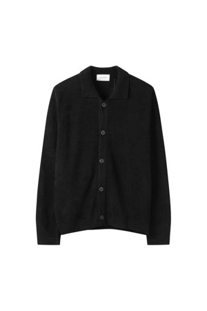 Black Chenille Collar Cardigan